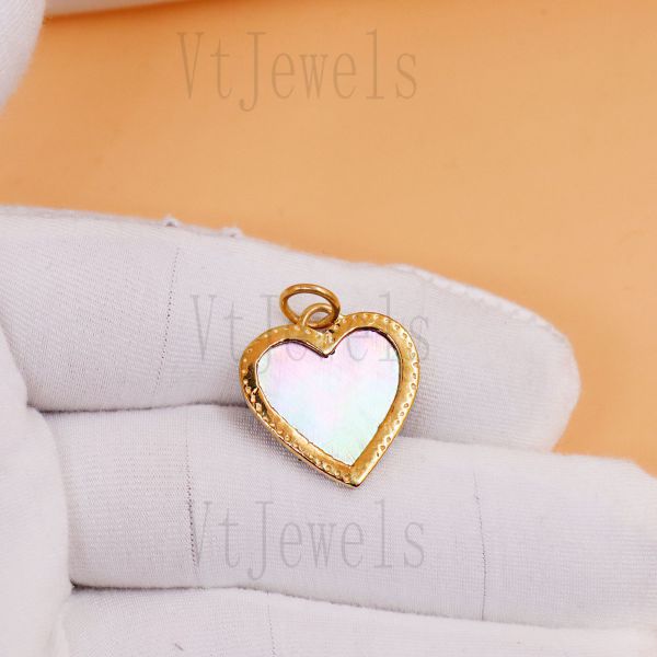 925 Sterling Silver Pearl Heart Charm Pendant - Image 6