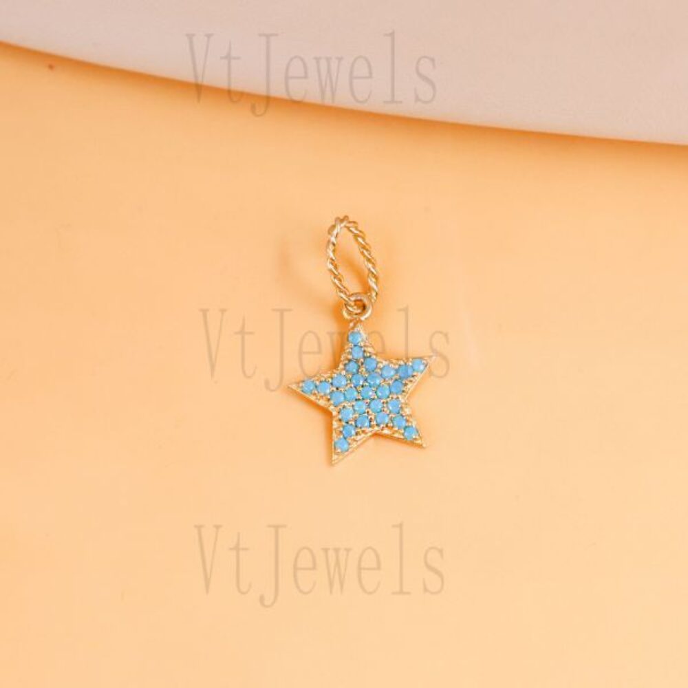 Turquoise Star Charm in 925 Sterling Silver
