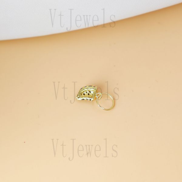 925 Sterling Silver Gold Plated Pave Diamond Leaf Charm - Image 3