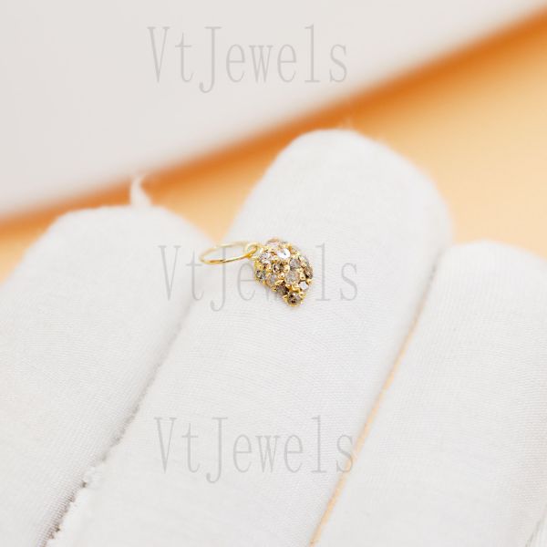 925 Sterling Silver Gold Plated Pave Diamond Leaf Charm - Image 5