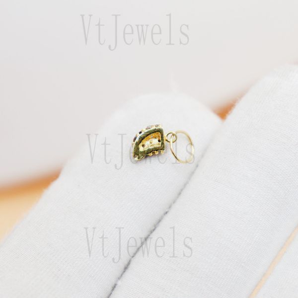 925 Sterling Silver Gold Plated Pave Diamond Leaf Charm - Image 6