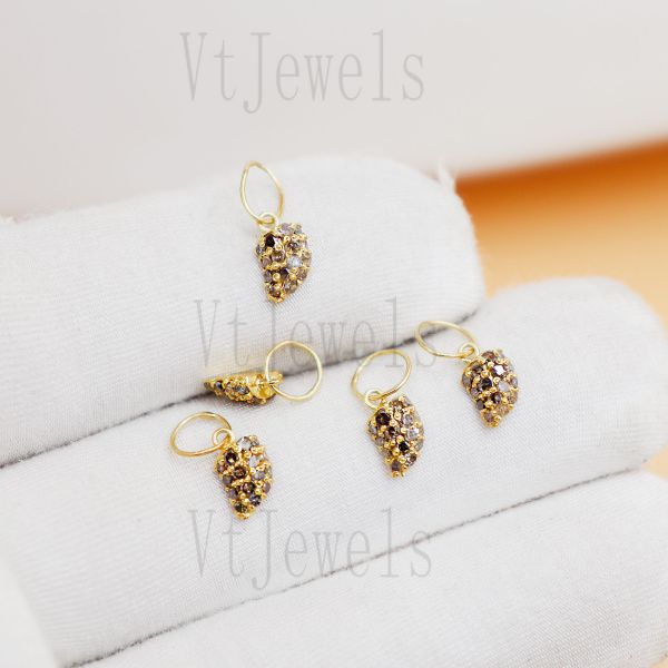 925 Sterling Silver Gold Plated Pave Diamond Leaf Charm - Image 7