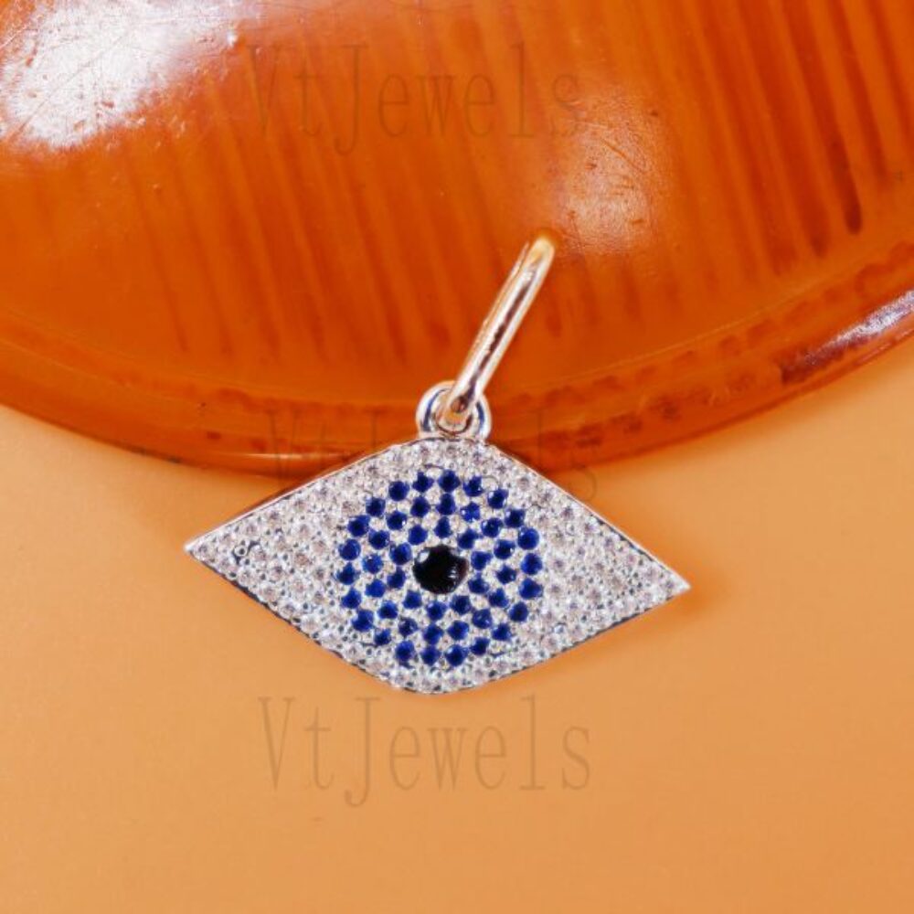 925 Sterling Silver Micro Pave diamond Evil Eye Pendant