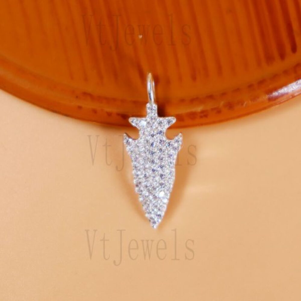 925 Sterling Silver Micro Pave diamond Arrowhead Pendant