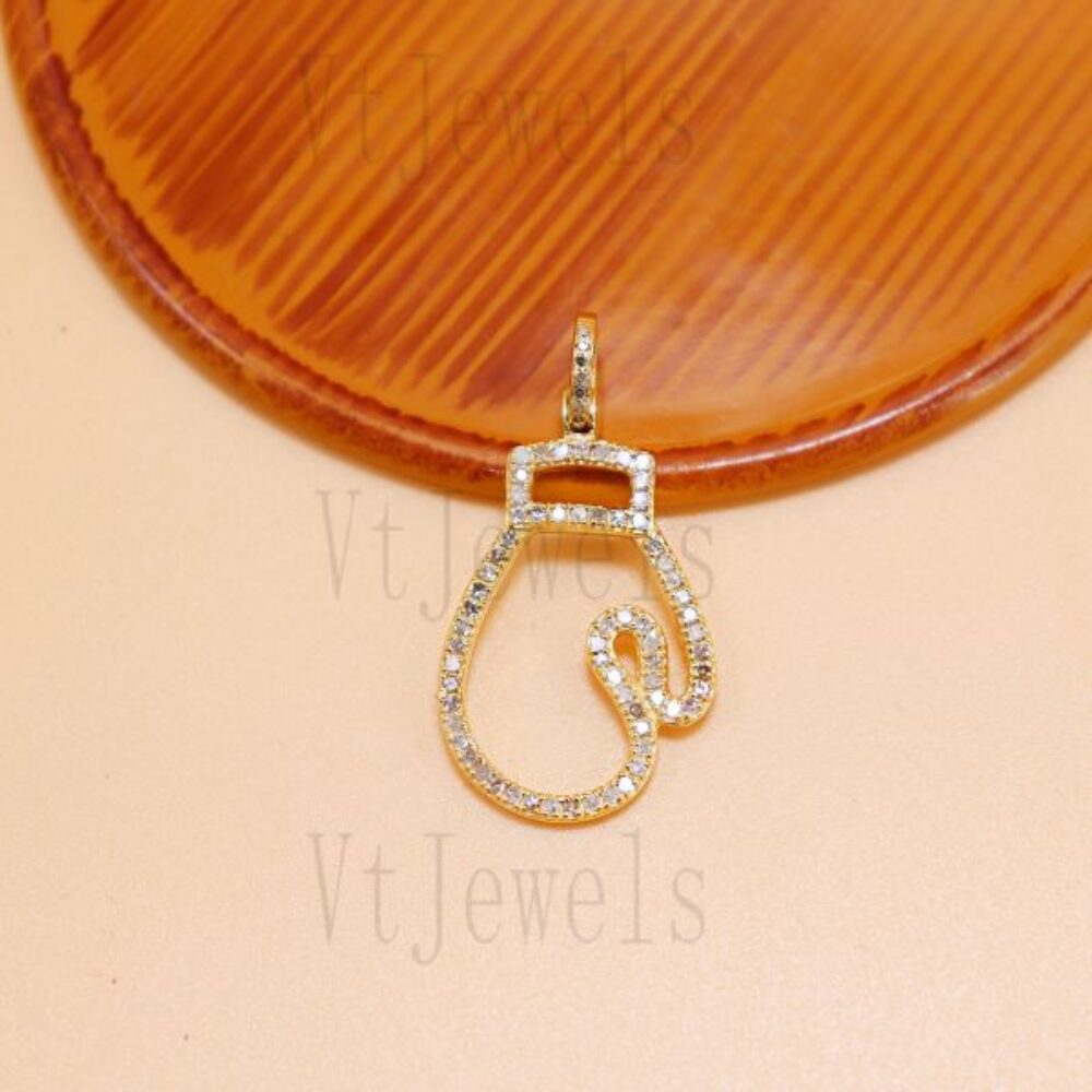 925 Sterling Silver Gold Boxing Glove Pendant