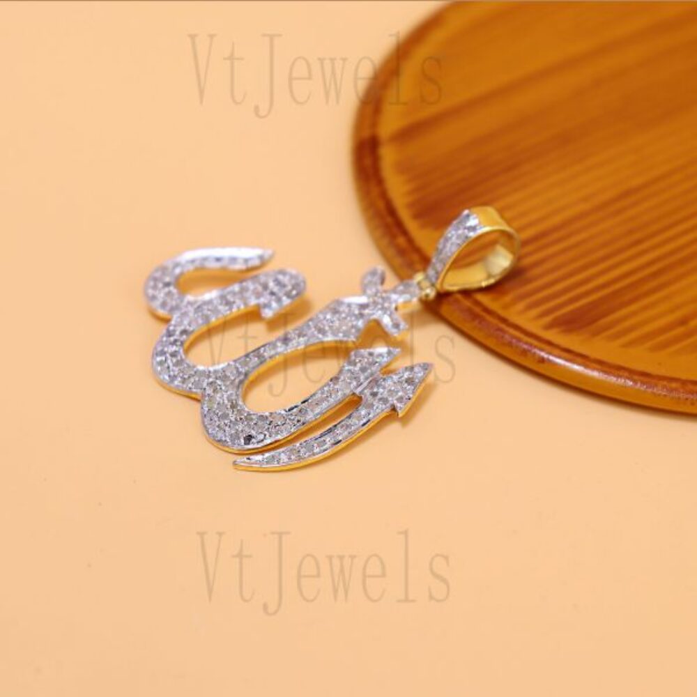 925 Sterling Silver Iced Out Allah Pendant