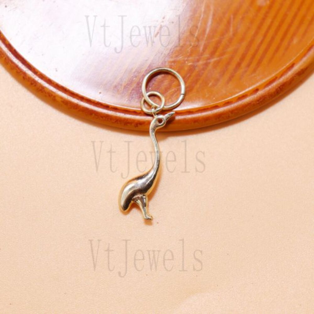 925 Sterling Silver Gold Crane Pendant
