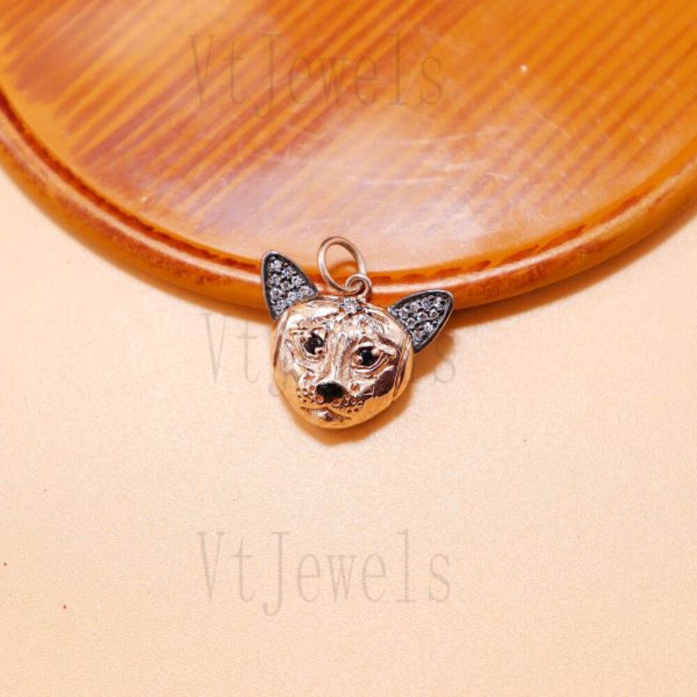 925 Sterling Silver Sparkly Cat Face Pendant
