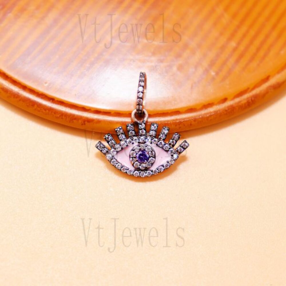 925 Sterling Silver Evil Eye Enamel Pendant