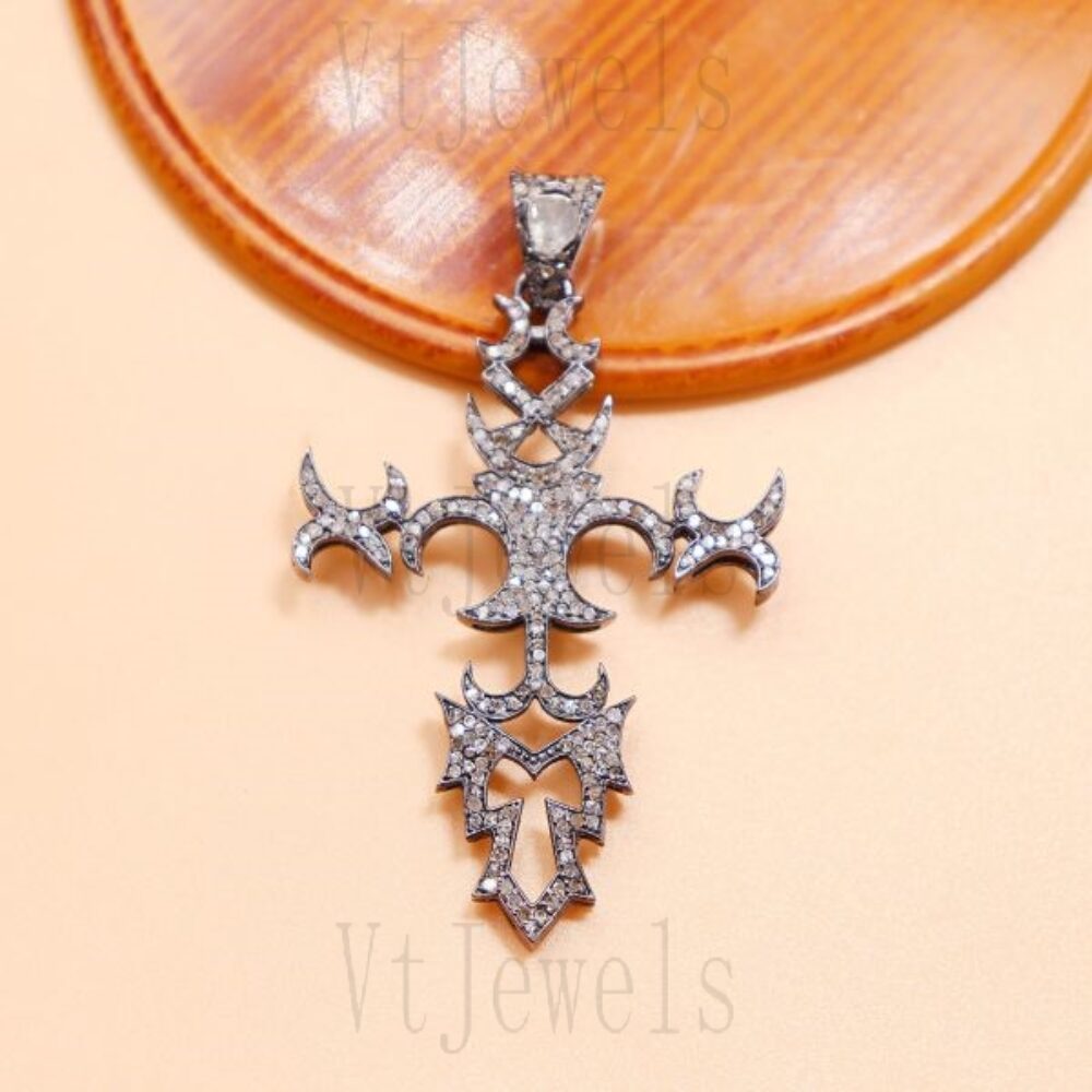 Oxidized 925 Sterling Silver Gothic Cross Pendant