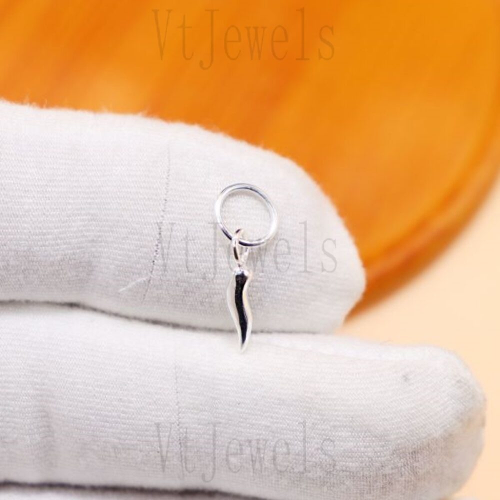 925 Sterling Silver Italian Horn Cornicello Lucky Charm Pendant
