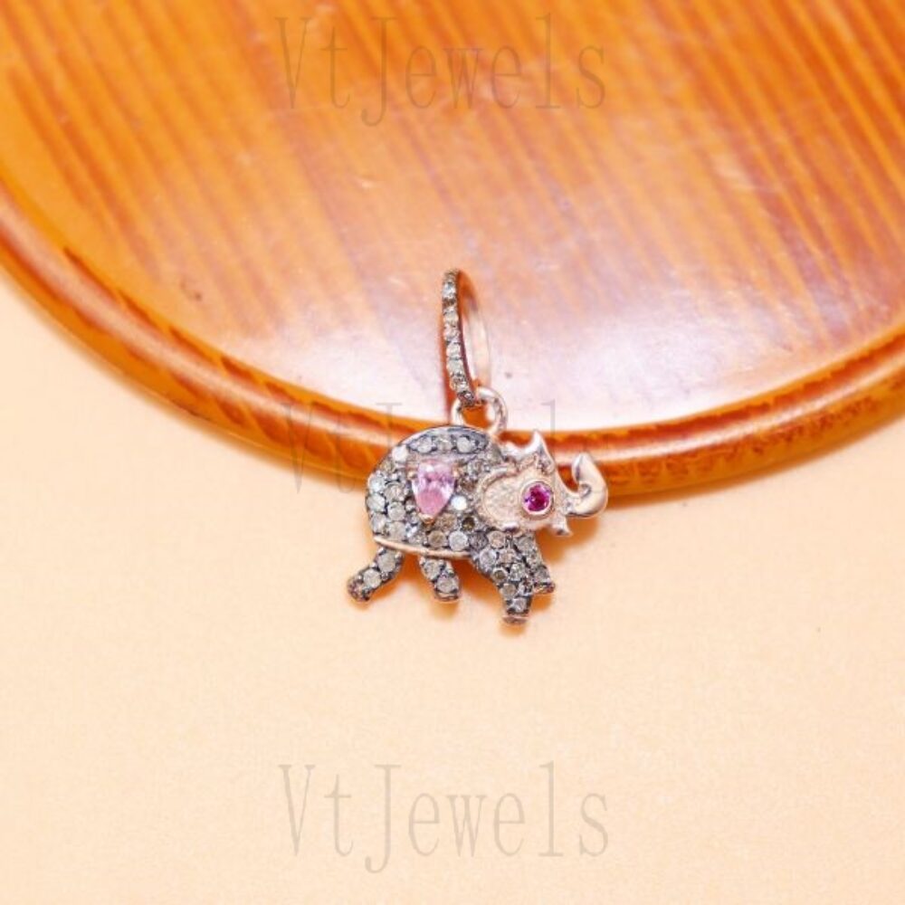 Rose Gold 925 Sterling Silver Sparkling Elephant Charm