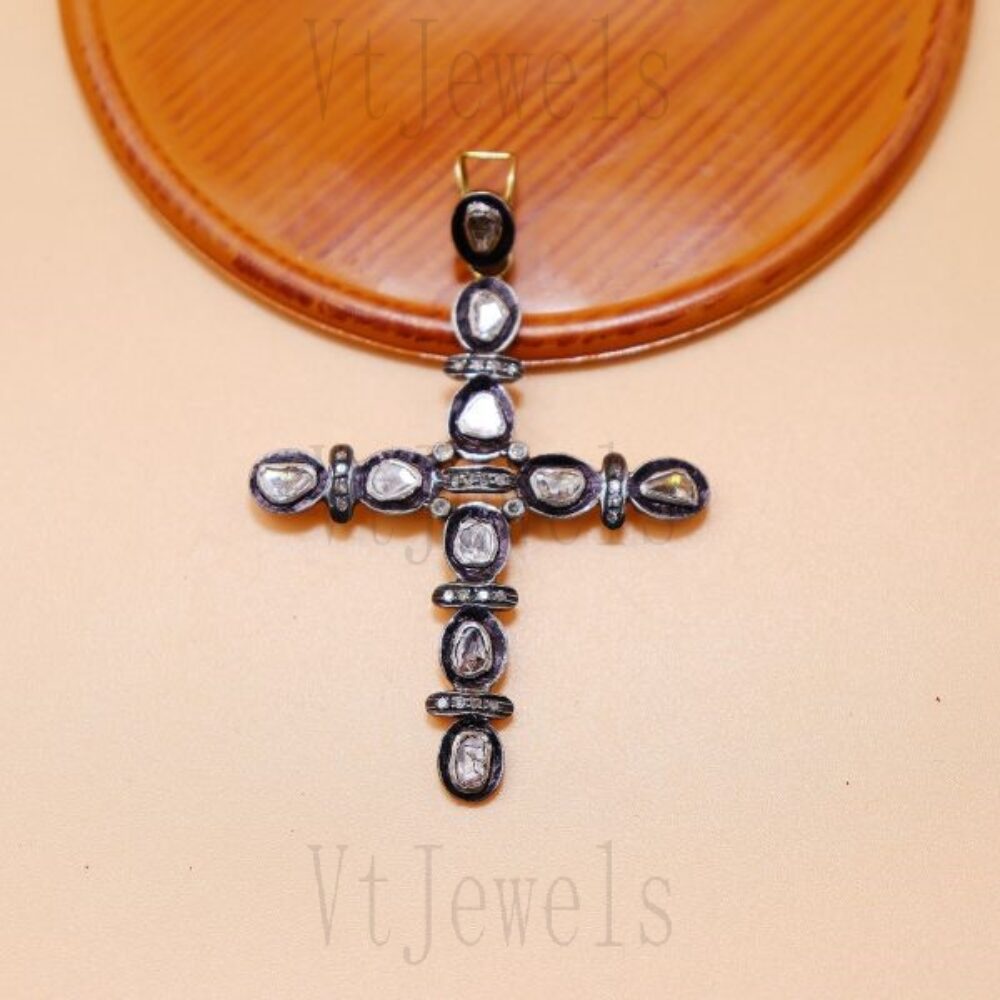 Sterling Silver Diamond Cross Pendant