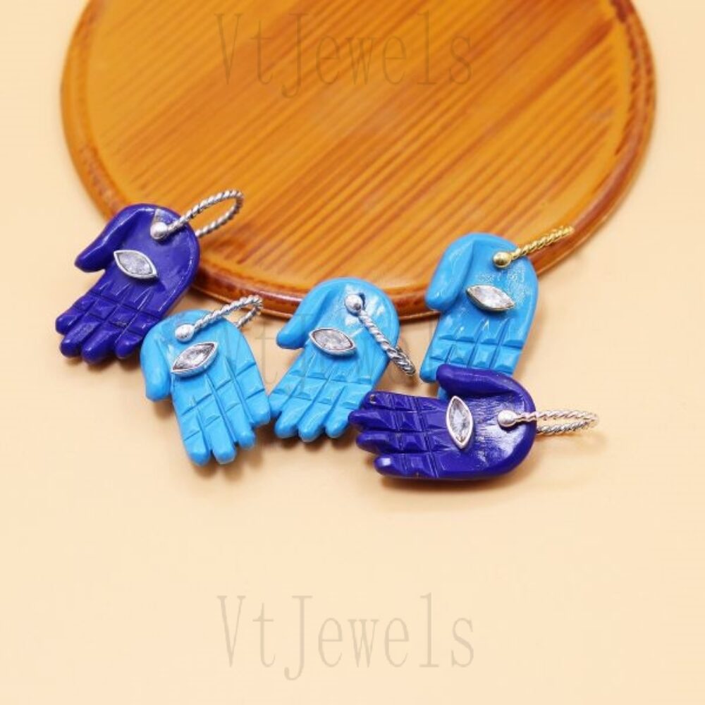 925 Sterling Silver Enamel Hamsa Hand Pendants