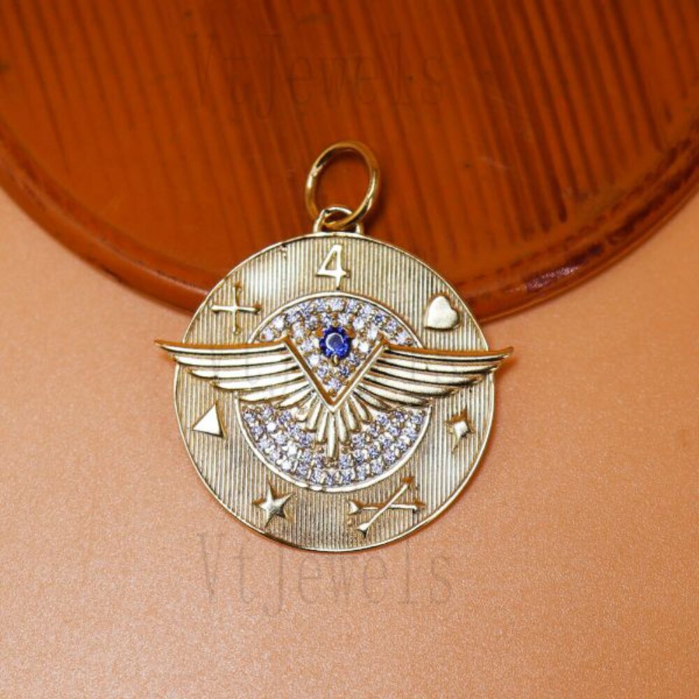 925 Sterling Silver Celestial Wing Medallion Pendant