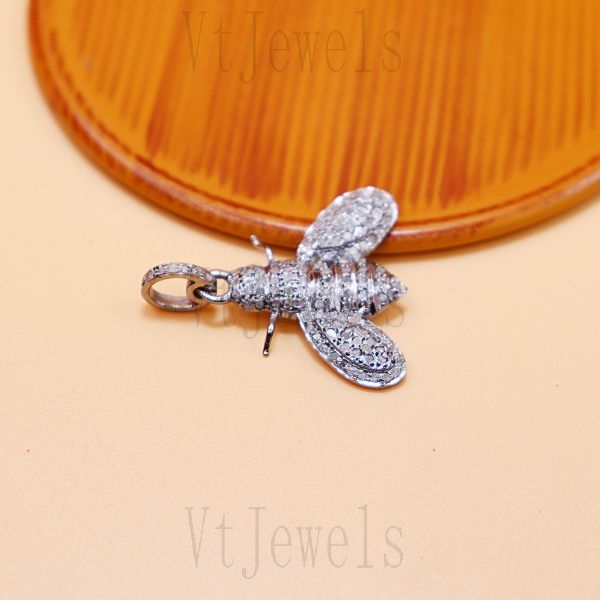 925 Sterling Silver Diamond Bee Statement Pendant - Image 4