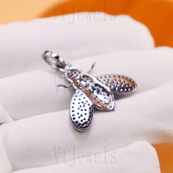 925 Sterling Silver Diamond Bee Statement Pendant - Image 6