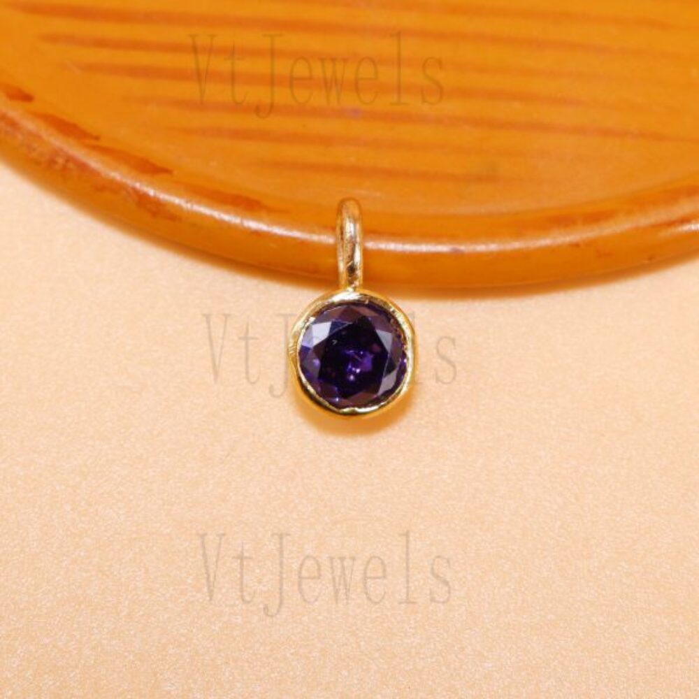 925 Sterling Silver Amethyst Round Pendant