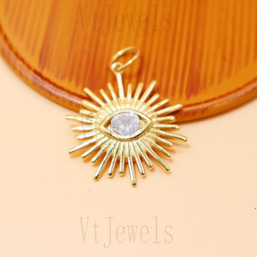 925 Sterling Silver Evil Eye Sunburst Pendant