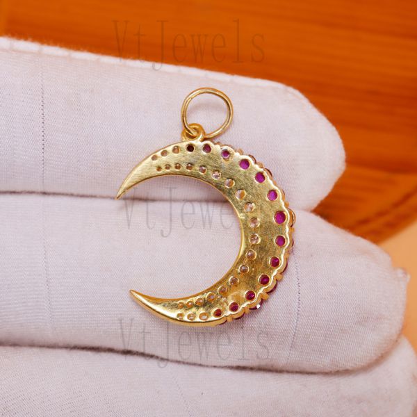 925 Sterling Silver Crescent Moon Pendant - Image 6