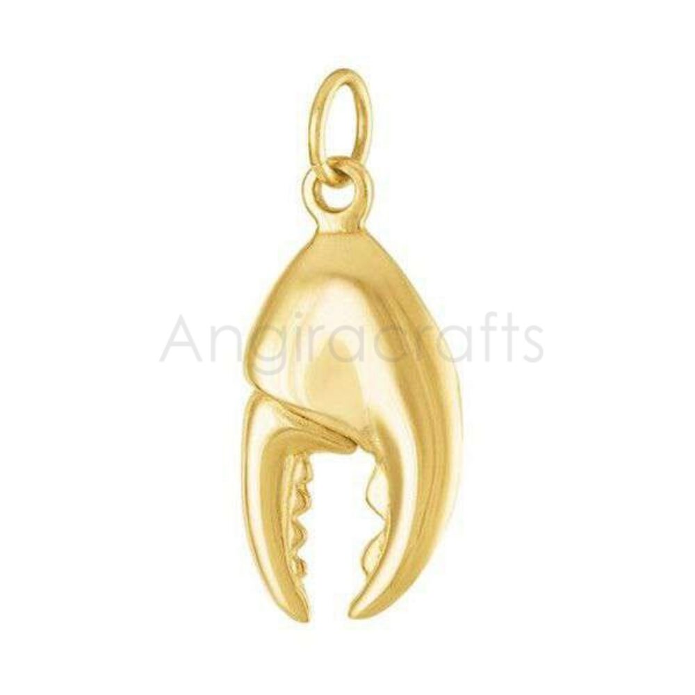 925 Sterling Silver Crab Claw Pendant | Gold Plated Ocean Charm
