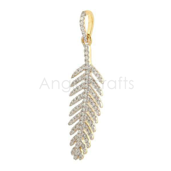 925 Sterling Silver Leaf Pendant with Diamond Detailing - Image 4