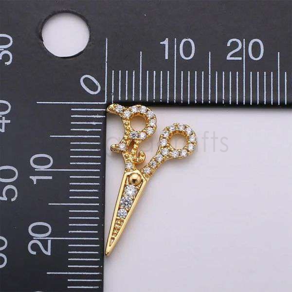925 Sterling Silver Scissor Pendant with Natural Diamonds | Gold Plated Tailor Charm Jewelry - Image 3