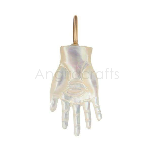 925 Sterling Silver Hamsa Hand Pendant with Mother of Pearl (MOP) | Gold Plated Evil Eye Protection Charm