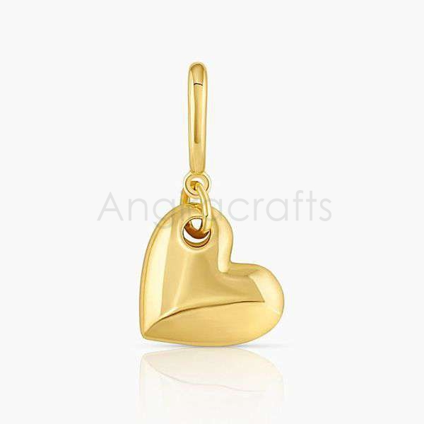 925 Sterling Silver Puffy Heart Pendant | Gold Plated Minimal Love Charm Jewelry - Image 3