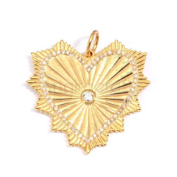 925 Sterling Silver Radiant Heart Pendant with Diamond Accent