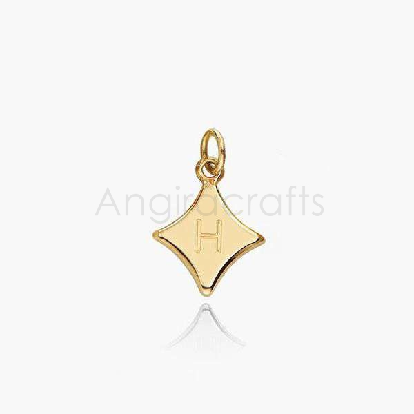 925 Sterling Silver Initial H Pendant | Gold Plated Minimal Letter Charm - Image 3