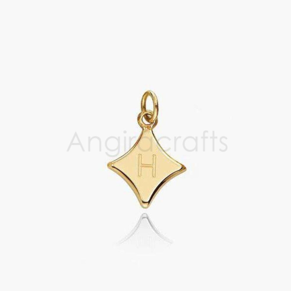 925 Sterling Silver Initial H Pendant | Gold Plated Minimal Letter Charm