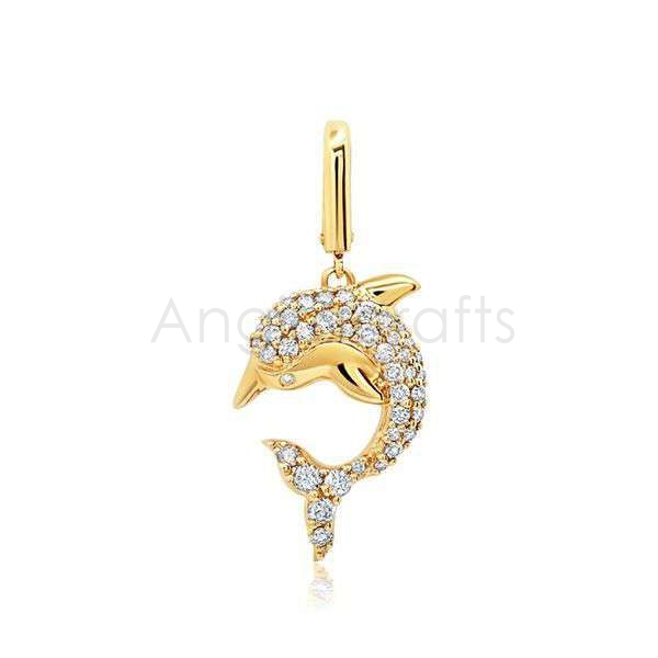 925 Sterling Silver Dolphin Pendant with Natural Diamonds | Gold Plated Animal Charm - Image 3