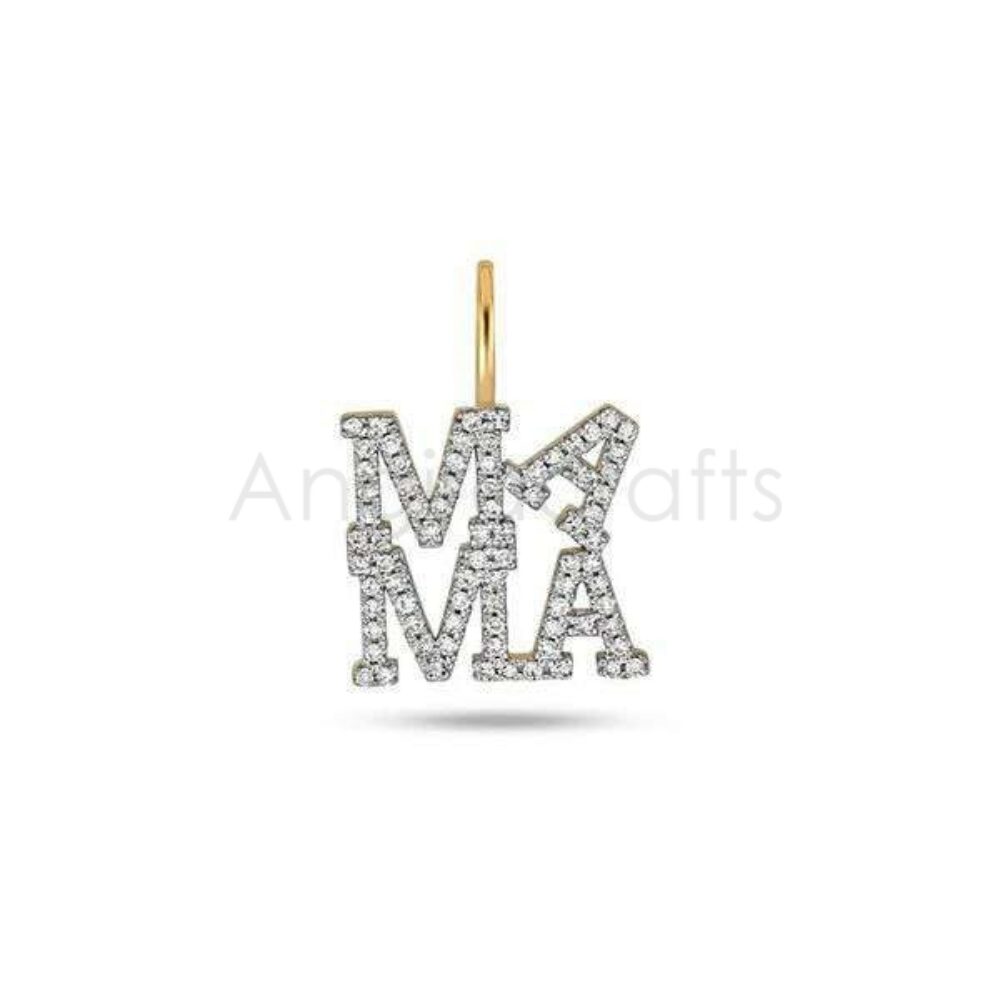 925 Sterling Silver “MAMA” Diamond Pendant | Gold Plated Letter Charm Gift
