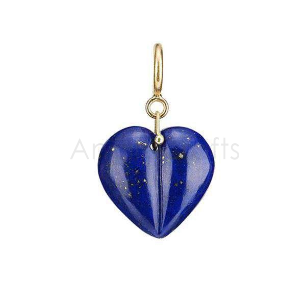 925 Sterling Silver Lapis Lazuli Heart Pendant with Diamond Accent