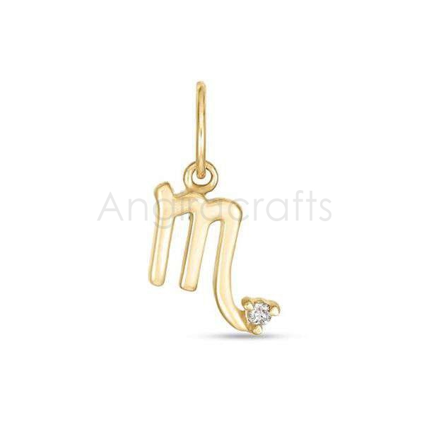 925 Sterling Silver Scorpio “M” Pendant with Natural Diamond | Gold Plated Zodiac Charm