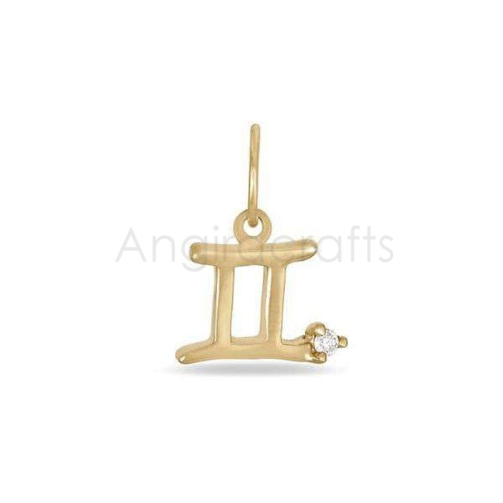 925 Sterling Silver Gemini Zodiac Pendant with Natural Diamond | Gold Plated Twin Symbol Charm