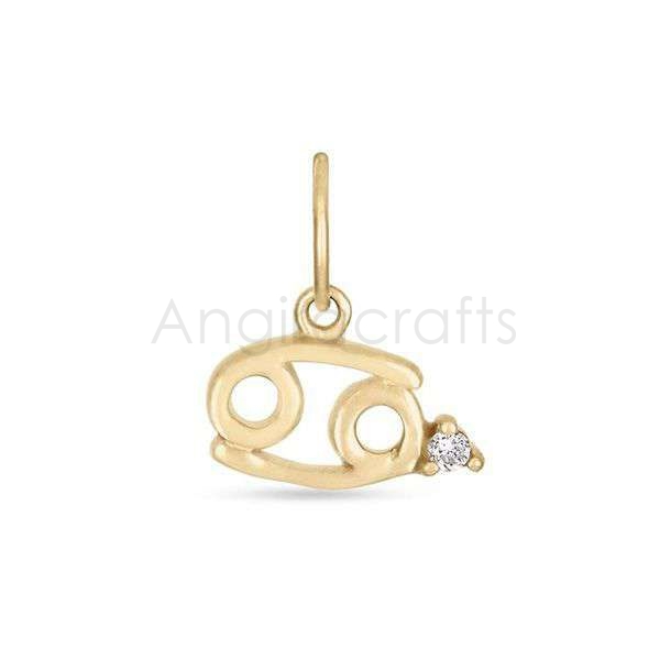 925 Sterling Silver Cancer Zodiac Pendant with Natural Diamond | Gold Plated Cancer Symbol Charm - Image 3