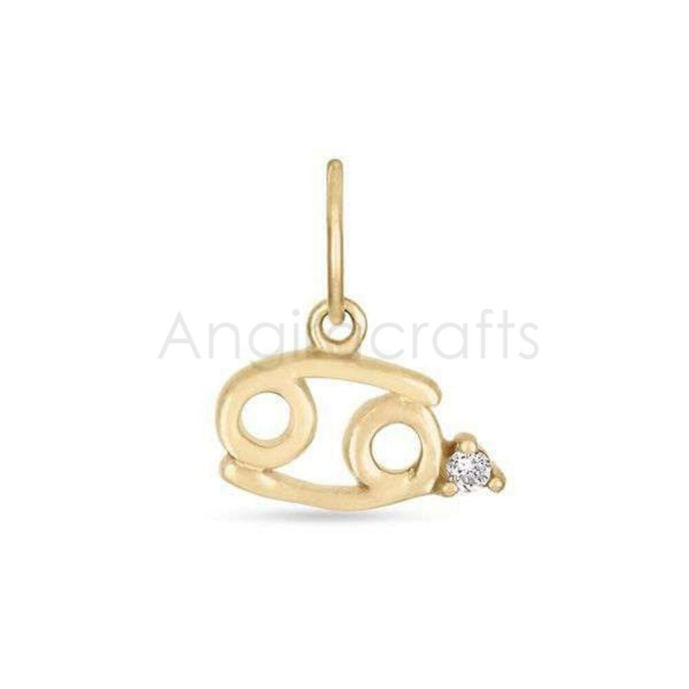 925 Sterling Silver Cancer Zodiac Pendant with Natural Diamond | Gold Plated Cancer Symbol Charm