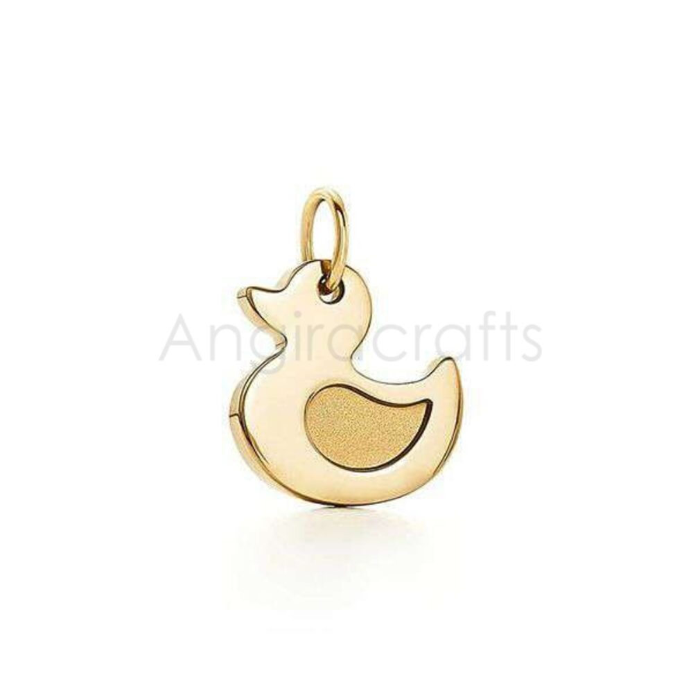 925 Sterling Silver Duck Pendant | Gold Plated Minimal Duck Charm