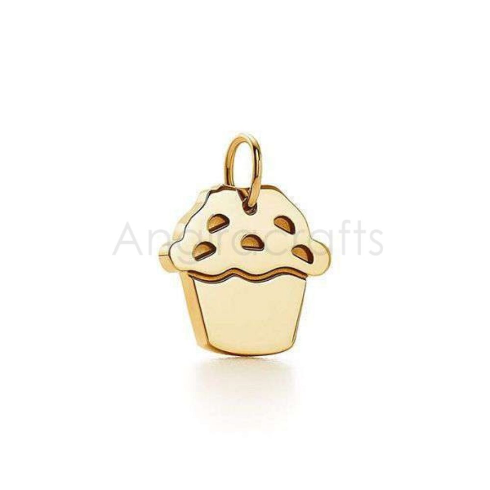25 Sterling Silver Cupcake Pendant | Gold Plated Minimal Dessert Charm