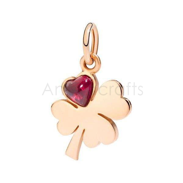 925 Sterling Silver Clover Pendant with Heart Stone | Rose Gold Plated Lucky Charm - Image 3