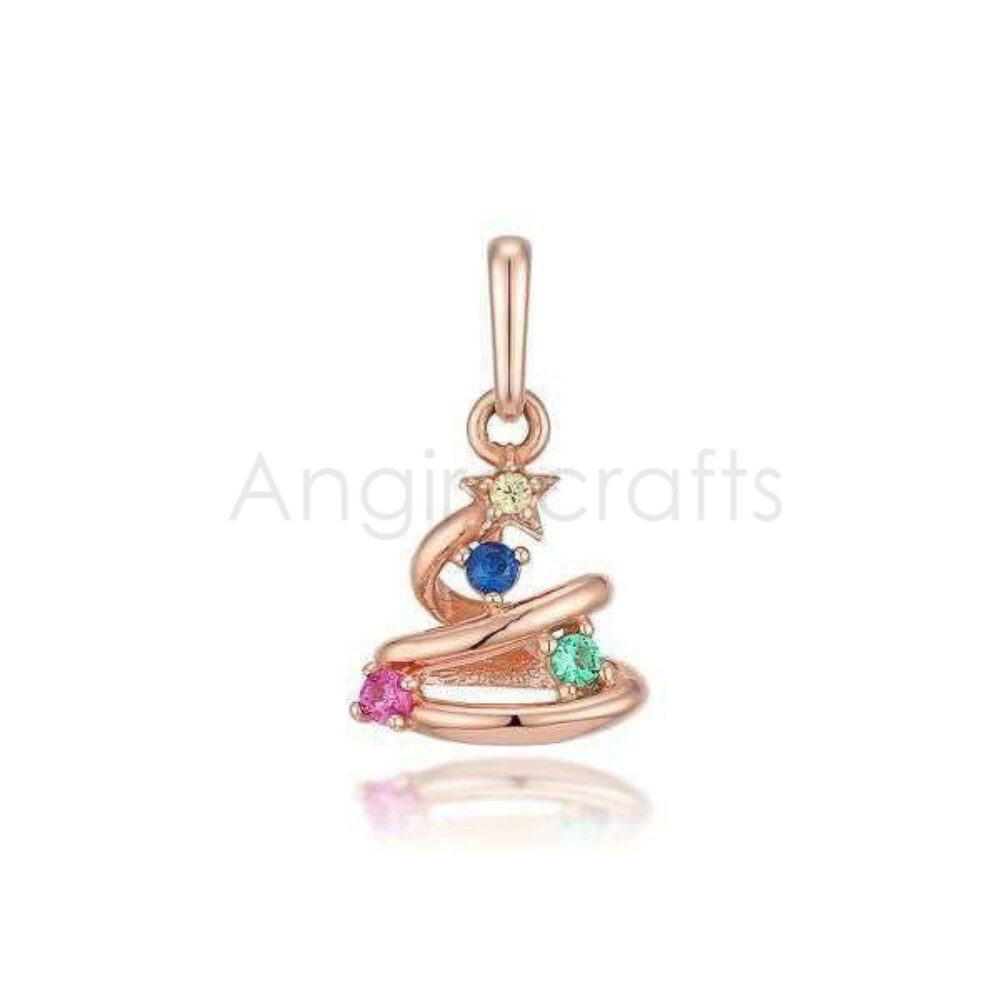 925 Sterling Silver Multi Gemstone Spiral Pendant with Star Detail | Gold Plated Colorful Charm Pendant
