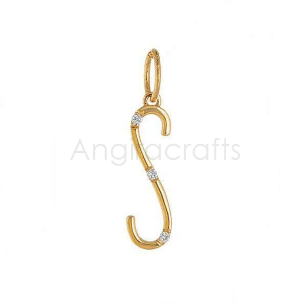 925 Sterling Silver Diamond “S” Initial Pendant – Minimal Letter Charm
