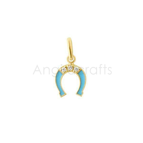 925 Sterling Silver Horseshoe Pendant with Turquoise Enamel & Diamond Accents | Gold Plated Lucky Charm - Image 3