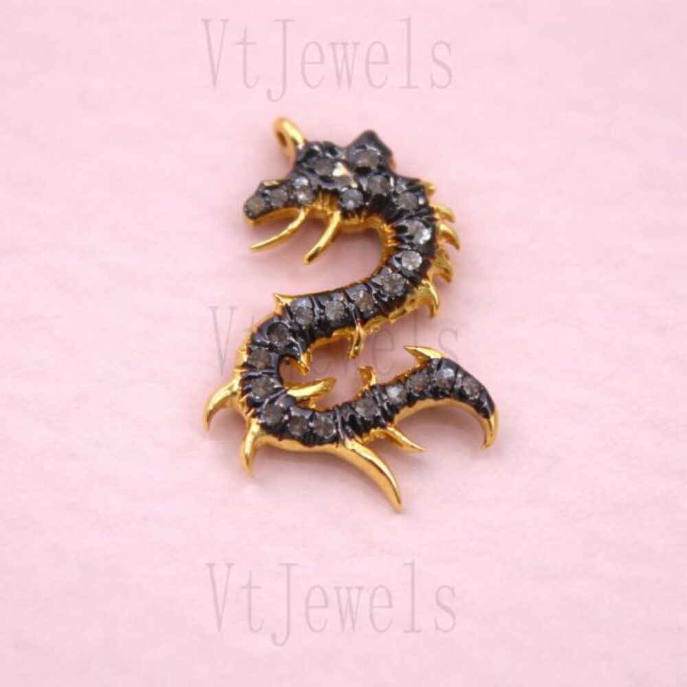 925 Sterling Silver Dragon Seahorse Pendant
