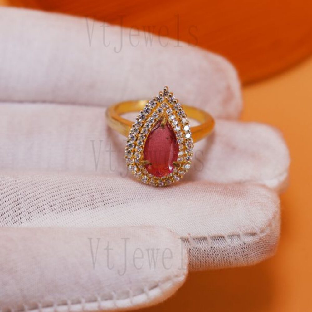 925 Sterling Silver Pear-Cut Pink Ruby Halo Ring