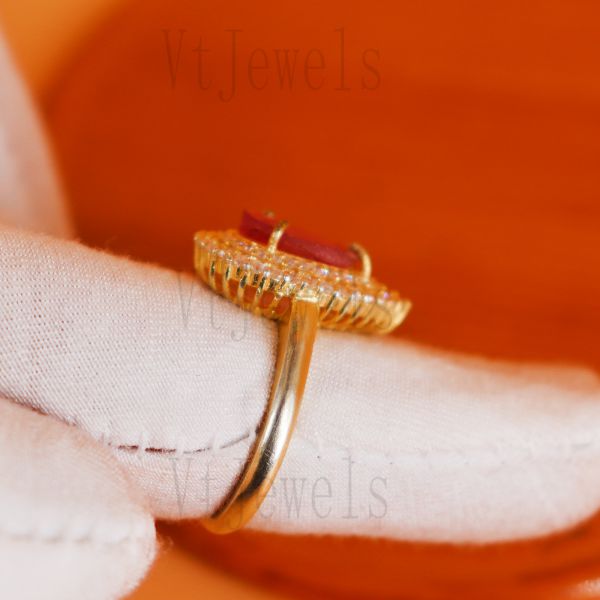 925 Sterling Silver Pear-Cut Pink Ruby Halo Ring - Image 4