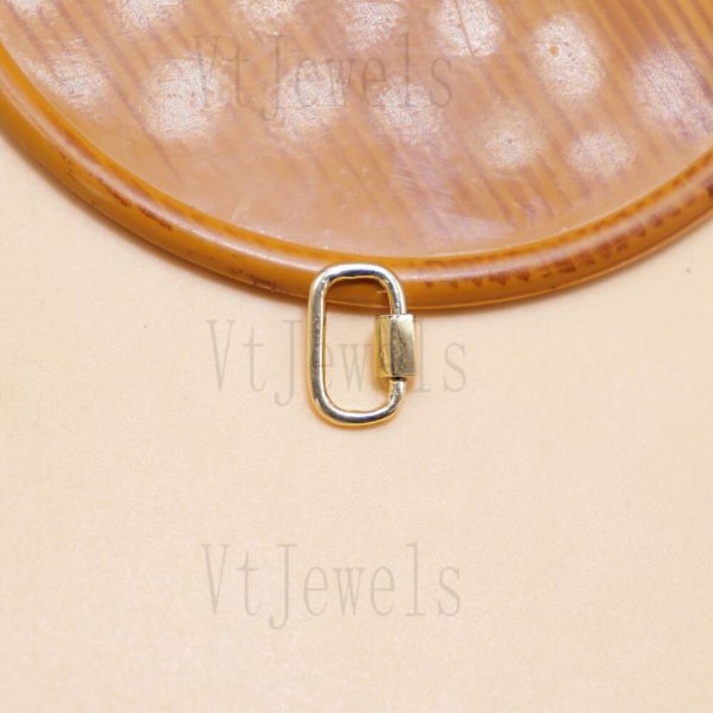 Minimalist Oval Carabiner Lock, 14K Gold Plated 925 Sterling Silver Clasp