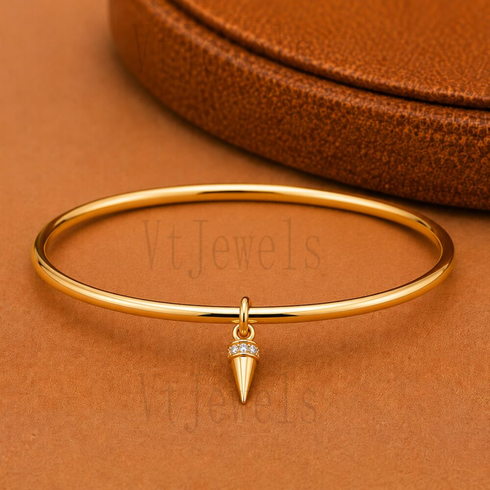 925 Sterling Silver Spike Charm Bangle
